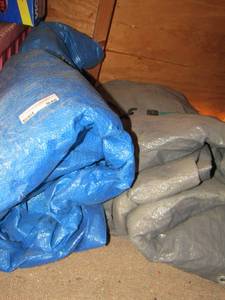 lot 948 image: large blue tarp- large grey tarp