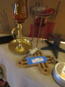 lot 896 image: candle stands- star coat hanger