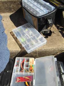 lot 1030 image: 2 fishing lures bags with various lures new and used