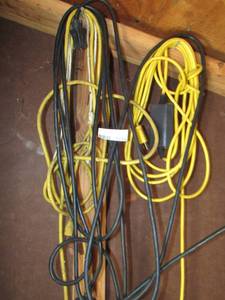 lot 1054 image: 3 extension cords 1 has small work light