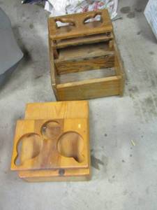 lot 1066 image: wooden couch console with cup holders qty 2