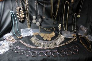 lot 228 image: (25) Selection of assorted metal necklaces. Assorted styles, ages and materials.