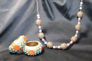 lot 210 image: Tibetan bead necklace and (2) bangles