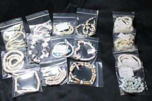 lot 250 image: Heishi Bead chokers. Includes shell, glass, and other.