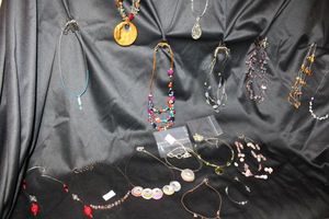 lot 234 image: (15) Selection of wire necklaces and bracelets.