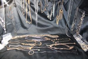 lot 233 image: (25) Selection of assorted metal necklaces. Assorted styles, ages and materials.