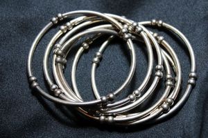 lot 120 image: Sterling Silver Italian stretch bead bracelets. Each is marked 925 Italy. 51.4 gr approx. 7 TIMES THE MONEY
