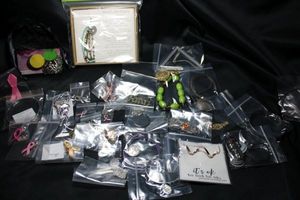 lot 330 image: Inspirational, motivational and cancermedical supportally ribbons and jewelry. Includes MLK I Have A Dream bracelet