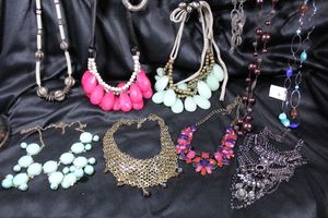 lot 337 image: (12) Statement Runway necklaces. Varying styles and materials