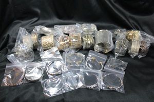 lot 255 image: (26) Cuff style bracelets. Assorted sizes, materials, and designs.