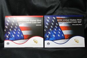 lot 365 image: Coins Uncirculated Mint Sets - 2018 Denver and Philadelphia Sets