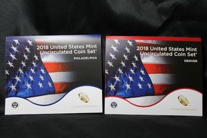 lot 366 image: Coins Uncirculated Mint Sets - 2018 Denver and Philadelphia Sets
