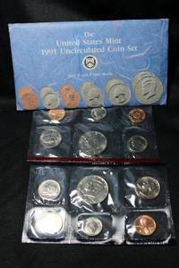 lot 377 image: Coins Uncirculated Mint Set - (1) 1991 Proof set