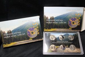 lot 409 image: Coins Proof Sets - (2) 2005 Westward Journey Nickel Sets