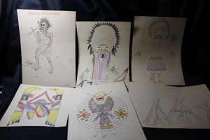 lot 168 image: Artist drawings with different signatures as shown.