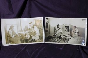 lot 170 image: Viintage photo of Native American couple making pottery. Photo indentifies Ramona and Juan Gonzales.