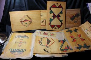lot 178 image: Artist drawings signed by multiple artists.  Seem to be students of Indian School.