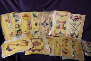 lot 179 image: Artist drawings signed by multiple artists.  Seem to be students of Indian School.