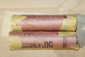 lot 198 image: (2) Rolls of Uncirculated Pennies - 1964D