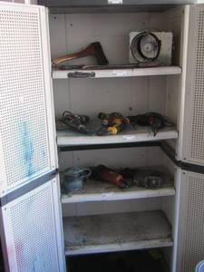lot 34 image: Stier plastic storage cabinet dB doors 9 (contents not included)