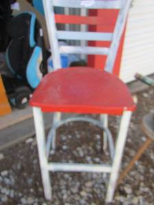 lot 88 image: Red and silver painted high back bar stool