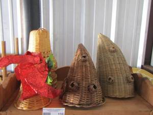 lot 110 image: wicker baskets and wicker bells for home dcor