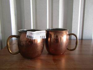 lot 122 image: 2 copper handles coffee cups