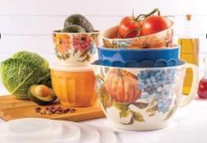 lot 5 image: New Other Harvest Melamine Batter Bowl Set With Lids - Retails New $33