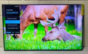 lot 12 image: Samsung UN50AU8000FXZA 50 CLASS CRYSTAL UHD SMART TV (2022 Model) - In Condition As Shown - Retails New $450