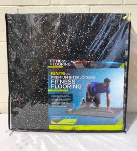 lot 74 image: Ignite by SPRI Premium Interlocking Fitness Black FlooringMat (Professional Durability) 25 x 25 x .70 - As Shown