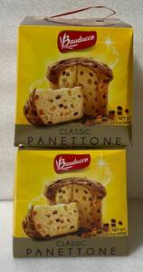 lot 93 image: Lot of 2 - New Bauducco Classic Panettone - Moist & Fresh Holiday Cake - Traditional Italian Recipe With Candied Fruit & Raisins 24.0oz Each - As Shown