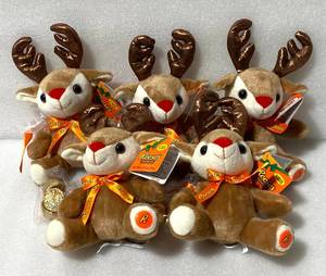 lot 94 image: Lot of 5 - New With Tags Reeses Red Nosed Reindeer Plush Stuffed Animal With 3 Miniature Cups- As Shown