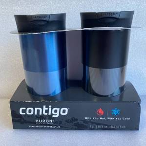 lot 110 image: New Contigo Huron Travel Mug Leak-Proof Snapseal Lid, 2 Pack - As Shown - Retails $20