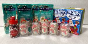 lot 124 image: Lot of 12 - New Ghirardelli Sugar Cookies, Life Savers Gummies, Candy Filled Luggage & Candifetti - As Shown