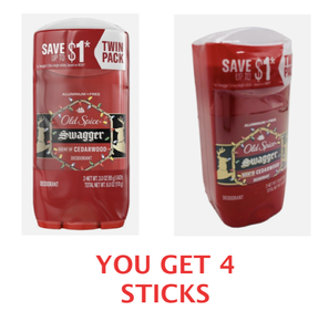 lot 146 image: Lot of 4 - Old Spice Swagger Aluminum Free Deodorant Scent of Cedarwood 12oz Total - As Shown