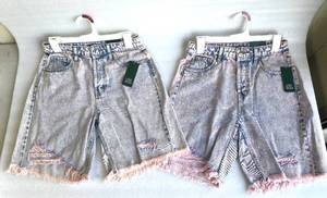 lot 153 image: Lot of 2 - New WTags Wild Fable Womens High-Rise Bermuda Short Pants BluePink Finish - Size 4 - As Shown - Retails $40