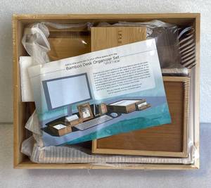lot 170 image: New Uplift Desk Bamboo Desk Organizer, Brown - As Shown - Retails $49