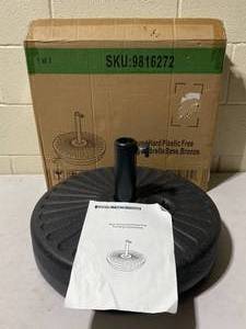 lot 176 image: 20 In. Round Hard Plastic Free-Standing Patio Umbrella Base In Bronze - As Shown