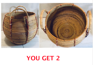 lot 191 image: Lot Of 2 - New Other Opal House Designed with Jungalow Handcrafted Rattan Baskets, Natural - 14 X 14 DIA