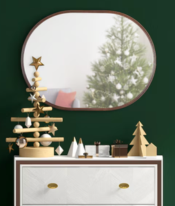 lot 208 image: New Other - Kate and Laurel Caskill 18-in W x 24-in H Oval Bronze Framed Wall Mirror - Retails New $120