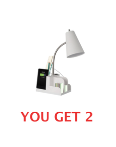 lot 210 image: Lot of 2 - New Other 300 Lumen LED Organizer Task Lamp - Room Essentials - White - Total Retail $42