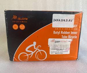 lot 234 image: New Other Yunsem 2-Pack Butyl Rubber Inner Fat Tire Tubes for Bicycle 24 x 4.0  4.5 AV - As Shown - Retails New $24