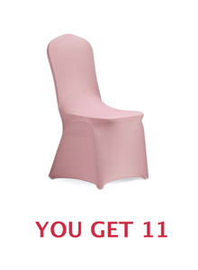 lot 238 image: Lot of 11 - New Other Spandex Stretch Chair Covers, Dusty Rose Gold, Banquet Events, Party, Universal Dining, Decoration - As Shown - Retails New $30