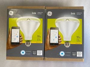 lot 242 image: Lot of 2 - GE Link Connected Smart LED Bulbs Bright White 90w Each Model#PSB38-BW30 - In Condition As Shown - Total New Retail $30