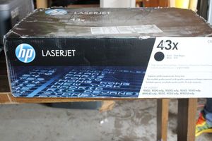 lot 1 image: HP Black Toner Cartridge unopened in packaging. Model HP Laserjet C8543X