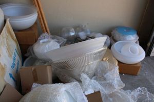 lot 34 image: Lighting Supplies variety of glass light fixture covers (mostly larger sizes)