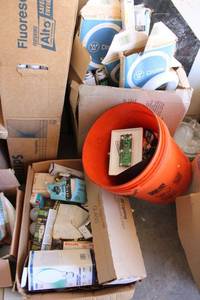 lot 35 image: Light Bulbs and light switches - Fluorescent beams, circulars and regular bulbs