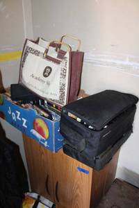 lot 46 image: Generous supply of DVD videos, cassette tapes, and CDs plus media storage cabinet