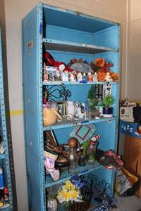 lot 68 image: Blue Metal Shelf Unit 36x85- NOT contents
