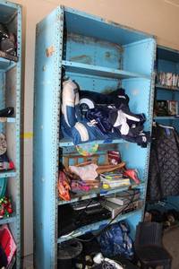 lot 70 image: Blue Metal Shelf Unit 36x85- NOT contents